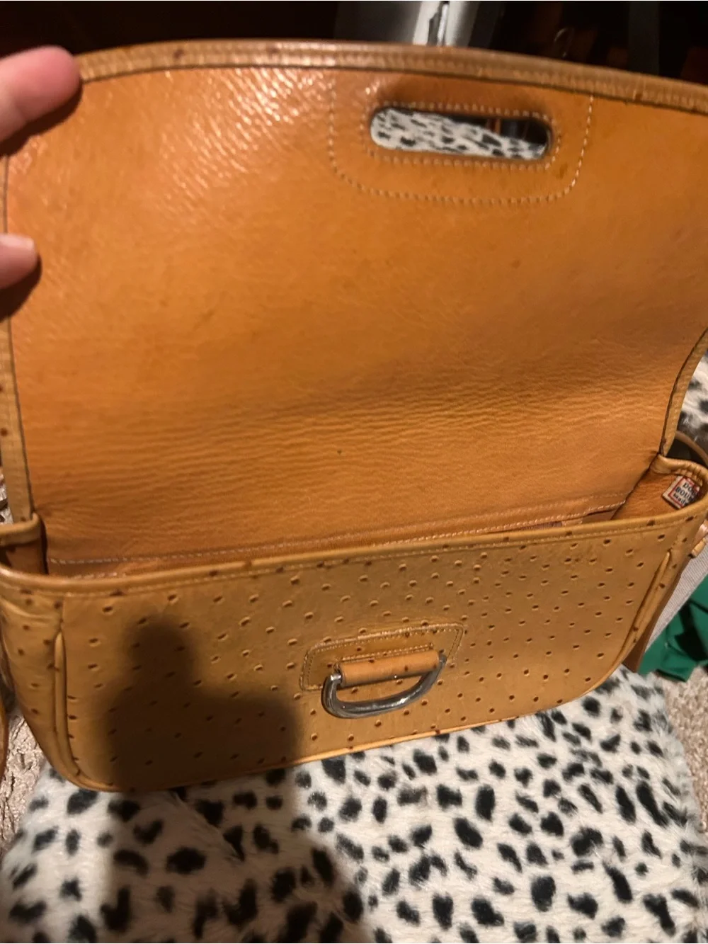 Dooney & Bourke vintage Ostrich leather large flap shoulder bag with Wallet